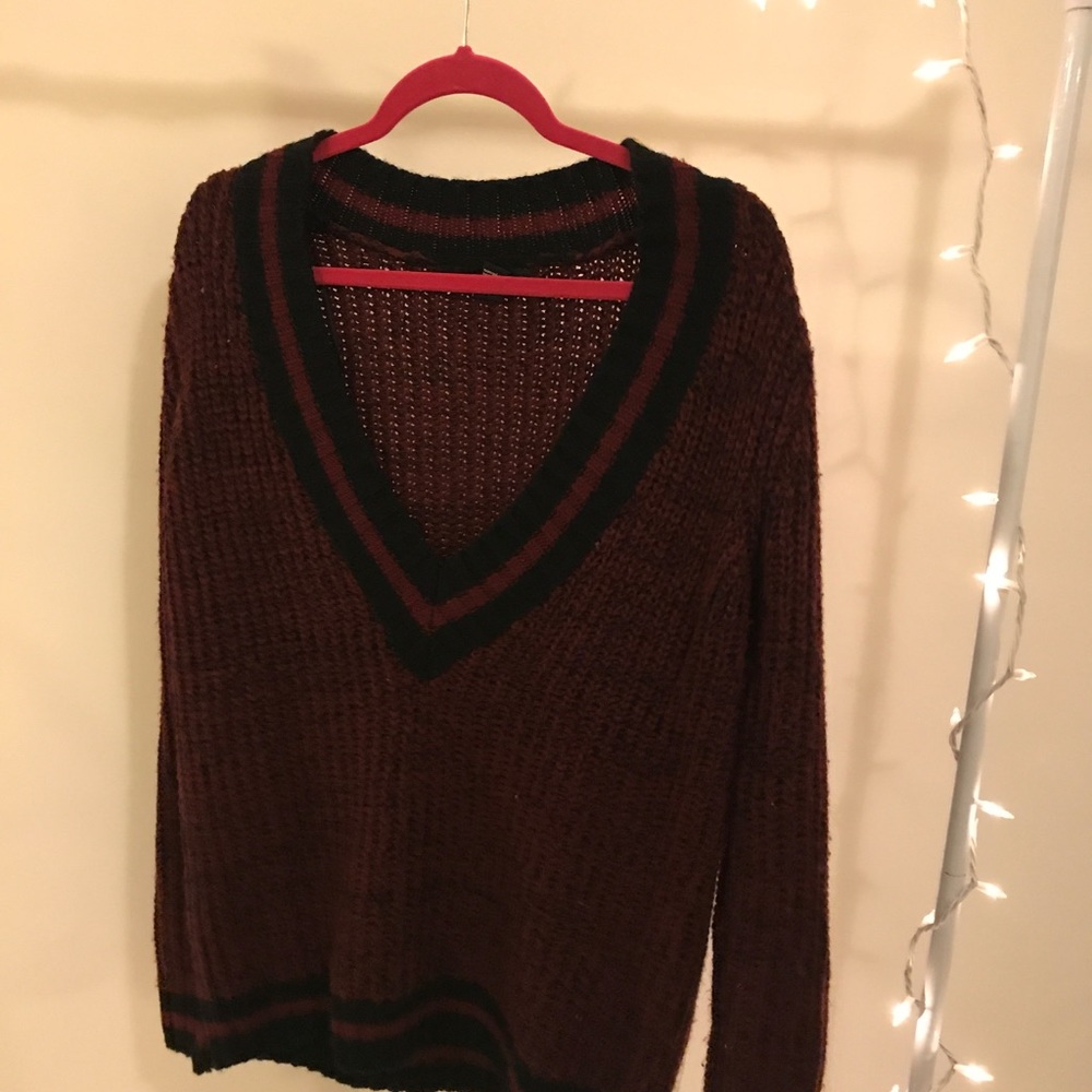 varsity style chunky sweater